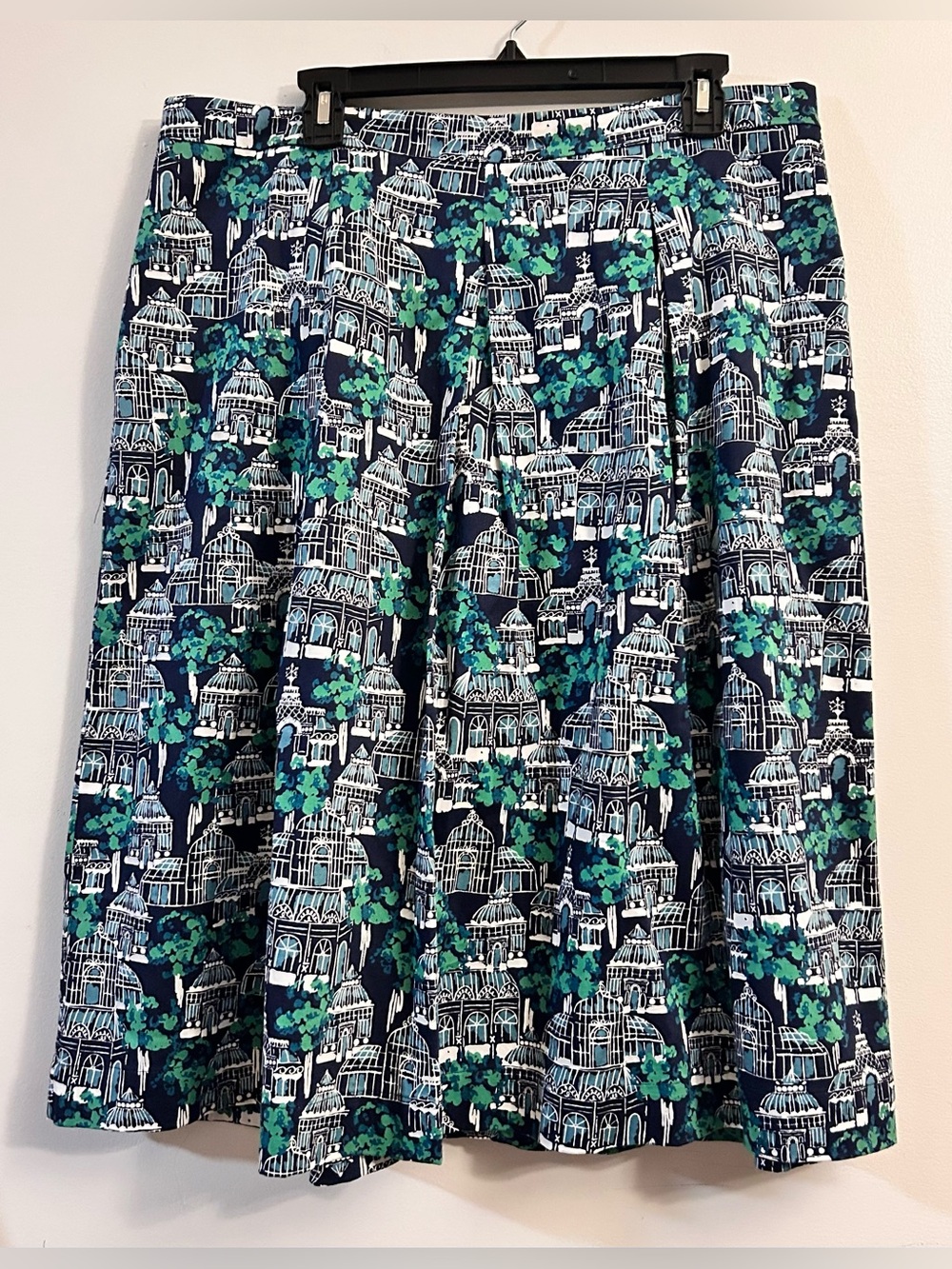 Boden Lola Skirt Botanical Gardens Print Birdcage Navy Green White Size 14R
